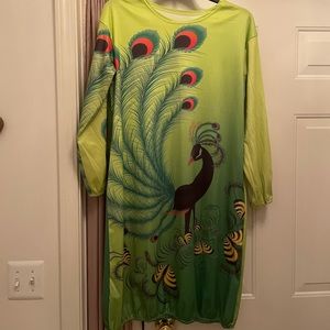 Peacock green dress